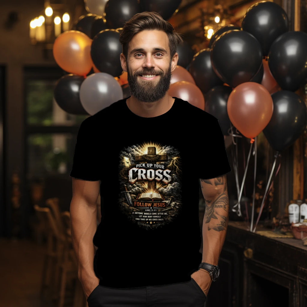 Christian “Pick Up Your Cross Follow Jesus” T-Shirt Comfort Colors C1717 Faith Graphic Tee