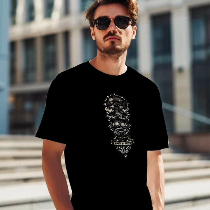 Christian “Walk By Faith” T-Shirt Comfort Colors 1717 Faith Graphic Tee 100% Cotton