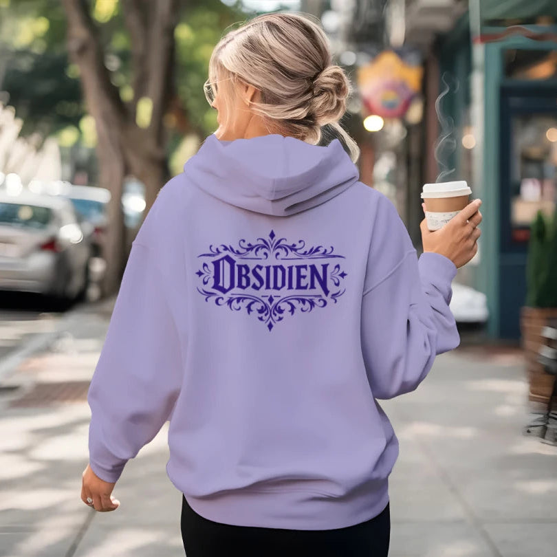 Obsidien Gothic Medieval Font Hoodie Purple Graphic Pullover Sweatshirt