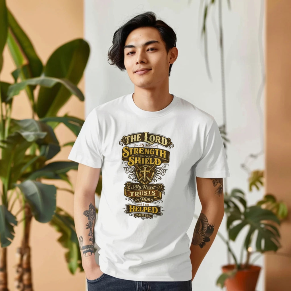 The Lord Is My Strength Tee 4.5oz Ringspun Cotton Modern Classic Fit Shirt
